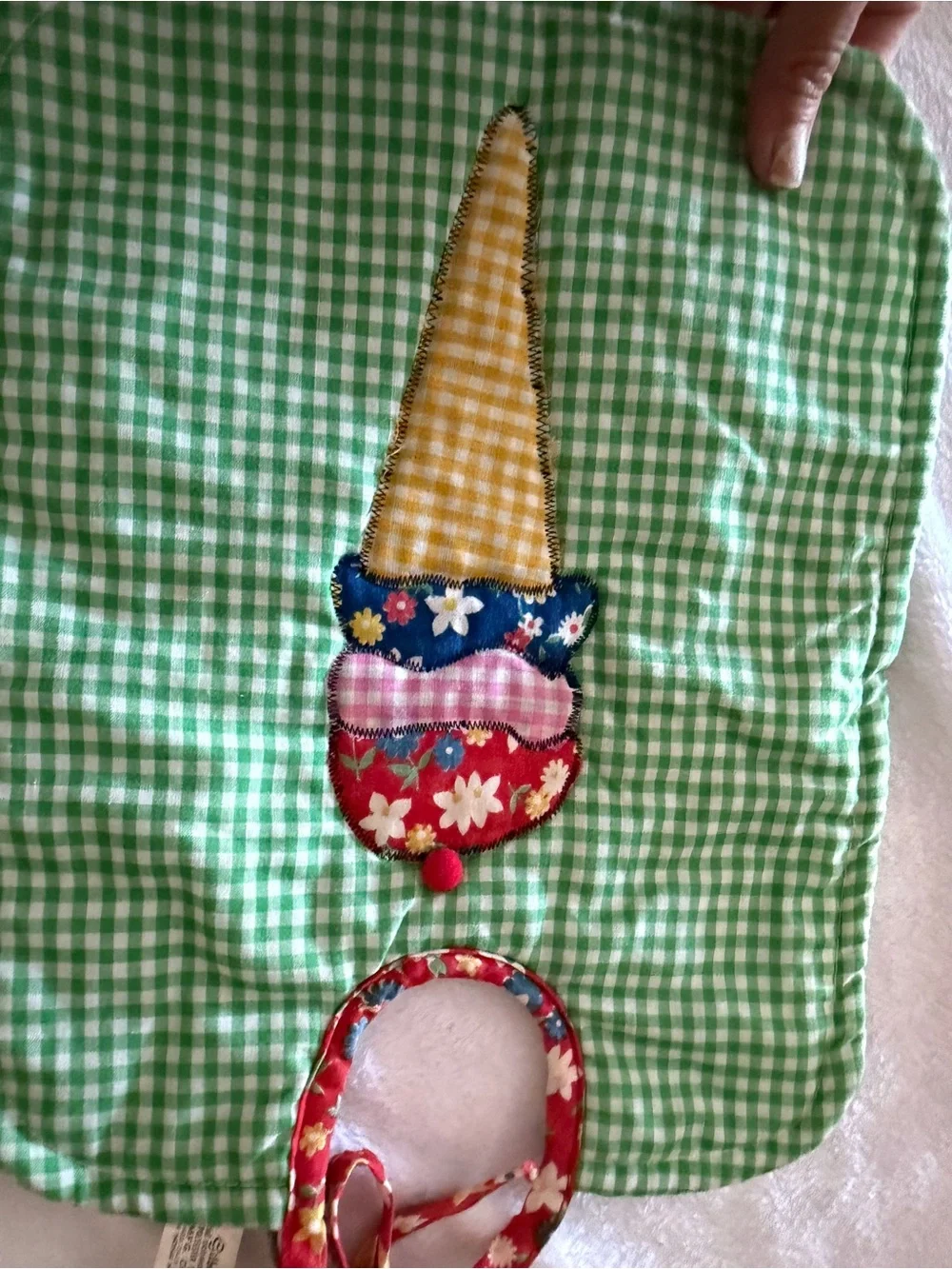 Vintage baby Yellow, Blue, Green Gingham Applique Bib Set